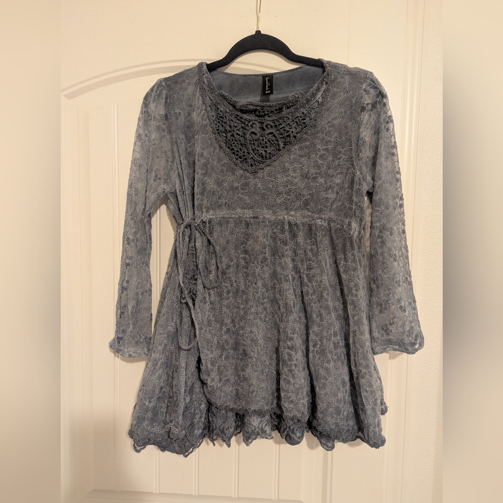 Sacred threads boho gypsy lace layered tunic top